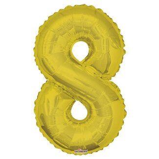4A Fête! Ballon Numéro 8 | Couleur: Doré | Hauteur 85 centimeter | Par ballon