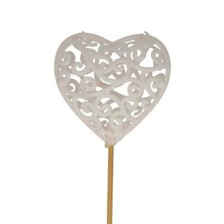 4A Felt Hart Decoration Pick | Colour: Natural White | Diameter 7 centimeter | Length pick ± 50 centimeter | Per 25 picks