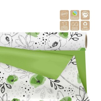 4A Beidseitig matte Folie auf Rolle “Lilou” | Farbe: Grün | Breite 80 centimeter | Lengte 25 meter | Pro Rolle