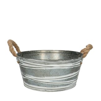 4A Zinkbehälter Blumentopf Pflanzentopf “Brent” | Farbe: Grau | Durchmesser 22 centimeter | Höhe 10 centimeter | Pro 10 Behälter