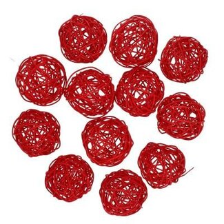 4A Rattan Rattan Ball | Farbe: Rot | Durchmesser 6 Zentimeter | Pro 12 Bälle