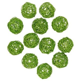 4A Rotan Rattan Bal | Kleur: Lichtgroen | Diameter 6 centimeter | Per 12 ballen