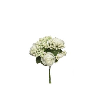 4A Corsage Bloemen Decoratie | Kleur: Natuurlijk Wit | Per 12 corsages