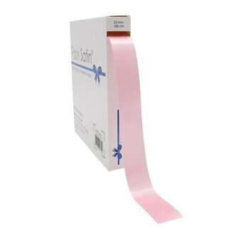 4A Satijnen Lint | Kleur: Roze | Breedte 25 millimeter | Lengte 100 meter | Per rol