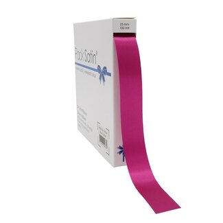 4A Ruban satin | Couleur: Fuchsia | Largeur 25 millimeter | Longueur 100 meter | Par rouleau