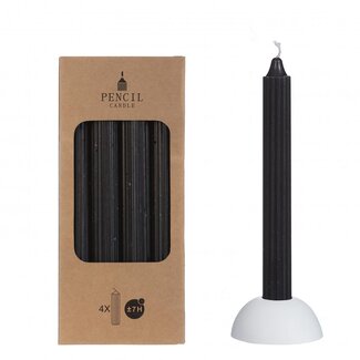 4A Bleistiftkerze | Kleur: Farbe: Schwarz | Durchmesser 2.2 centimeter | Länge 20 centimeter | Pro 4 Kerzen