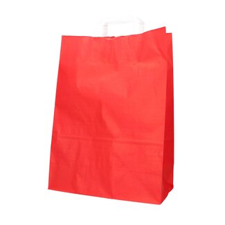 4A Papieren Cadeautassen | Kleur: Rood | Lengte 32 centimeter | Breedte 15 centimeter | Hoogte 43 centimeter | Per 50 tassen