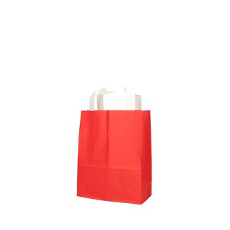 4A Papieren Cadeautassen | Kleur: Rood | Lengte 18 centimeter | Breedte 8 centimeter | Hoogte 23 centimeter | Per 50 tassen