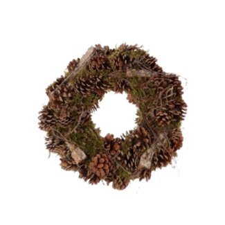4A Wooden Pinecone Wreath | Colour: Green | Diameter 30 centimeter | Per wreath