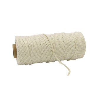4A Macramé Baumwolle Faden Seil | Farbe: cremefarben | Durchmesser 3 millimeter | Länge 100 meter | Pro Rolle