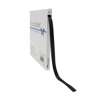4A Satinband | Farbe: Schwarz | Breite 10 millimeter | Länge 100 meter | Pro Rolle