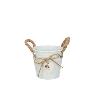 4A Zinken Bloempot “Hart” | Kleur: Natuurlijk Wit | Diameter 13 centimeter | Hoogte 11.5 centimeter | Per 10 bloempotten