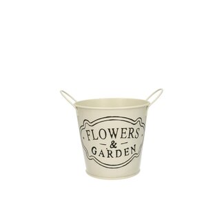 4A Pot en zinc Pot pour plante “Aron” | Couleur: Crème | Diamètre 13 centimeter | Hauteur 11.5 centimeter | Par 10 pots de fleurs
