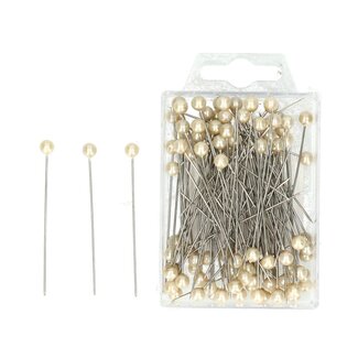 4A Pins with Pearl Head | Colour: Champagne-coloured | Diameter 6 millimetre | Length 65 millimetre | Contents 100 pins | Per box