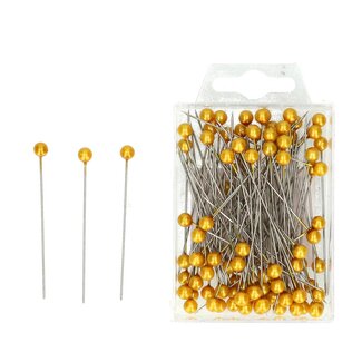 4A Épingles avec Tête Perle | Couleur: Doré | Diamètre 6 millimeter | Longueur 65 millimeter | Contenu 100 épingles | Par boîte