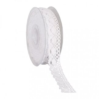 4A Ruban en dentelle | Couleur: Blanc naturel | Largeur 28 millimeter | Longueur 10 meter | Par rouleau