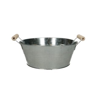 4A Bac en zinc Pot de fleurs Pot pour plantes avec poignées | Couleur: Argenté | Diamètre 22 centimeter | Hauteur 9 centimeter | Par 10 bacs