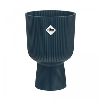 4A Kunststoff Blumentopf Pflanzentopf mit voet "Vibes" | Farbe: Dunkelblau | Durchmesser 14 centimeter | Höhe 21 centimeter | Pro 4 Blumentöpfe