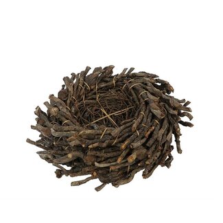 4A Cache-pot jardinière en bois de brindille torsadée | Couleur: Marron | Diamètre 23 centimeter | Hauteur 6 centimeter | Par cache-pot