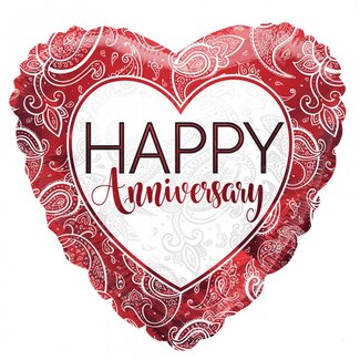 4A Party! Ballon Eco “Happy Anniversary” | Kleur: Rood | Diameter 45 centimeter | Per 10 ballonnen