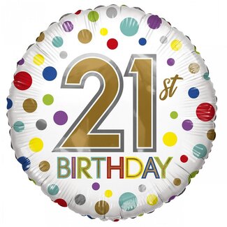 4A Party! Ballon Eco “21. Geburtstag” | Farbe: Gemischte Farben | Durchmesser 45 centimeter | Pro 10 Ballons