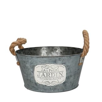 4A Bac en zinc Pot de fleurs Pot pour plantes “Roy” | Couleur: Gris | Diamètre 20 centimeter | Hauteur 10.5 centimeter | Par 10 bacs