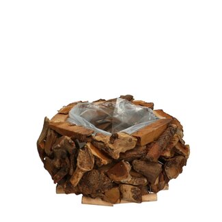 4A Driftwood Flowerpot Planter | Colour: Dark brown | Diameter 25 centimetre | Height 12 centimetre | Per flowerpot