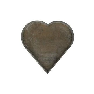 4A Plateau en bois en forme de cœur | Couleur: Gris | Diamètre 30 centimeter | Hauteur 3 centimeter | Par 4 plateaux