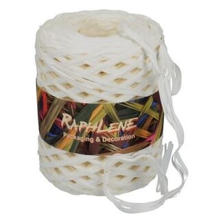 4A Raffia-Band | Farbe: Naturweiß | Breite 13 millimeter | Lengte 200 meter | Per Rolle