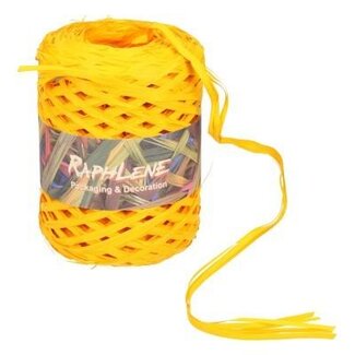 4A Raffiaband | Farbe: Gelb | Breite 13 millimeter | Länge 200 meter | Pro Rolle