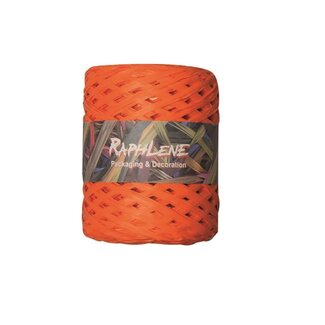 4A Raffia-Band | Farbe: Orange | Breite 13 millimeter | Länge 200 meter | Pro Rolle
