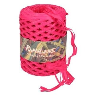 4A Raffia-Band | Farbe: Fuchsia | Breite 13 Millimeter | Länge 200 Meter | Pro Rolle