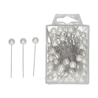 4A Pins with Pearl Head | Colour: Natural White | Diameter 10 millimeter | Length 60 millimeter | Contents 50 pins | Per box