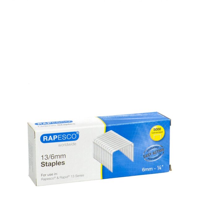 Heftklammern Rapid 13/6 | Farbe: Silberfarben | Größe 6 millimeter | Inhalt 5000 Heftklammern | Pro Schachtel
