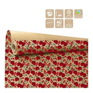 4A Papier op Rol “Gaby” | Kleur: Rood | Breedte 80 centimeter | Lengte 40 meter | Per rol