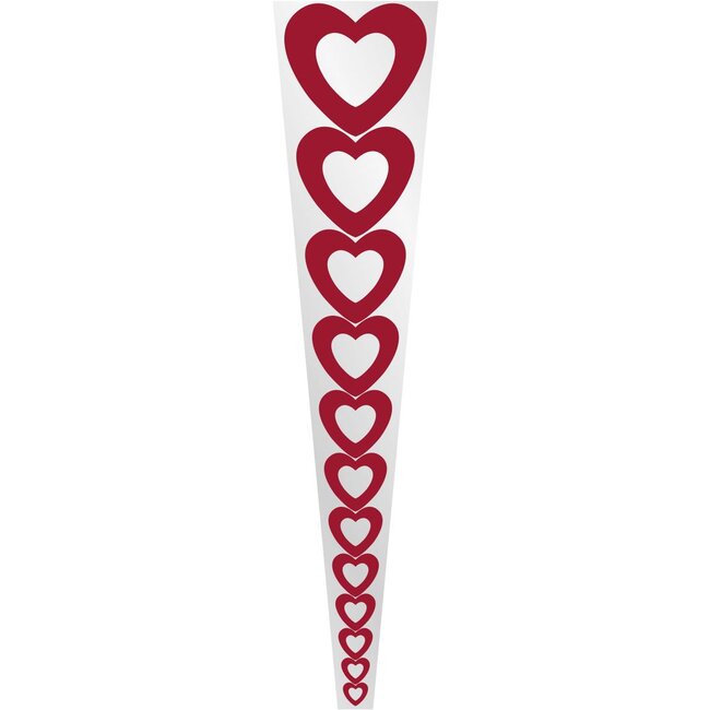Housse de fleurs 1 Rose “Heart” | Couleur: Rouge | Longueur 54 centimeter | Largeur 12 centimeter | Hauteur 3 centimeter | Par 50 housses