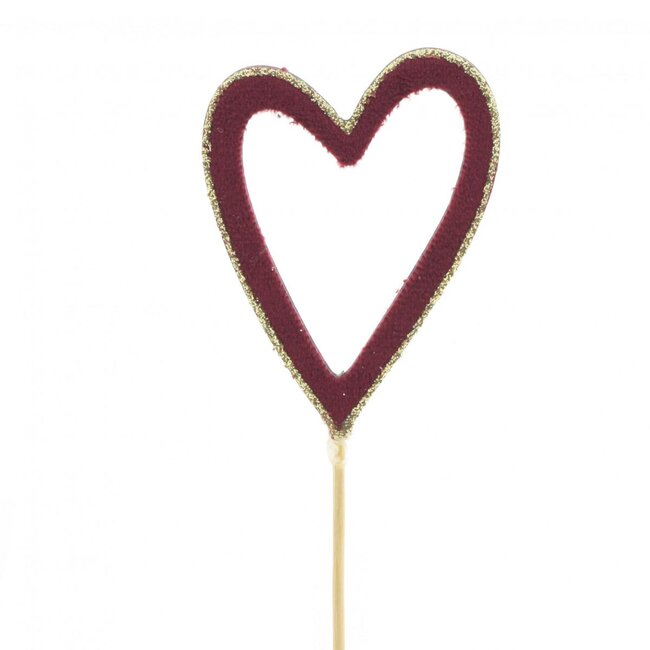 Pique cœur “Belle“ | Couleur: Rouge | Diamètre 8 centimeter | Longueur du pique ± 10 centimeter | Par 25 piques