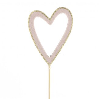 4A Heart Pick “Belle“ | Colour: Pink | Diameter 8 centimetre | Length pick ± 10 centimetre | Per 25 picks