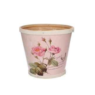 4A Holz-Blumentopf Pflanzkasten "Roses" | Farbe: Rosa | Durchmesser 17 centimeter | Höhe 15 centimeter | Pro 10 Blumentöpfe
