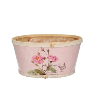 4A Wooden Flowerpot Planter "Roses" | Colour: Pink | Length 22 centimetre | Width 18 centimetre | Height 11 centimetre | Per 10 planters