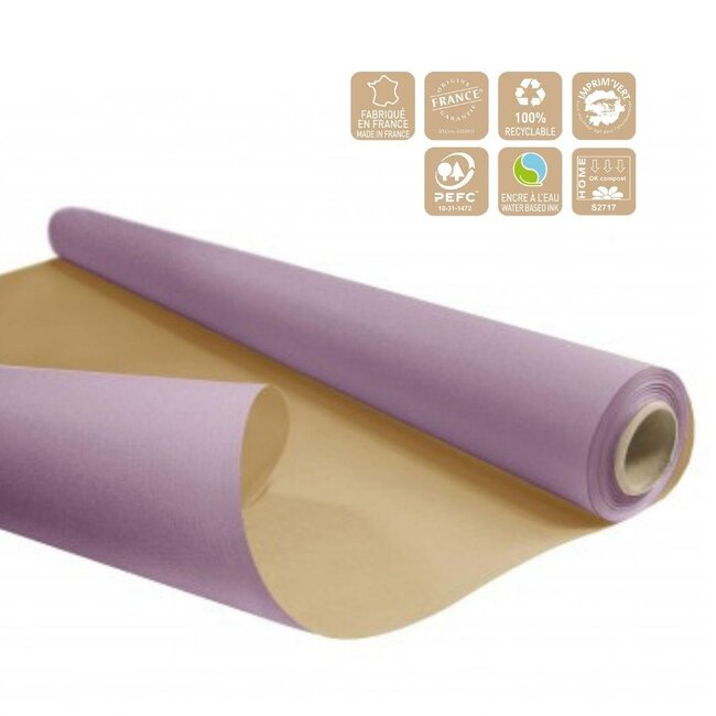 Double-sided paper on roll | Colour: Lilac-coloured | Width 80 centimeter | Length 50 meter | 60 gram/m2 | Per roll