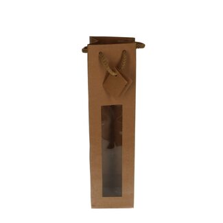 4A Wijn Cadeautassen | Kleur: Bruin | Breedte 9 - 10 centimeter | Hoogte 39 centimeter | Per 20 tassen