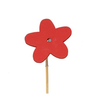 4A Blume am Stiel | Farbe: Rot | Blumenstecker | Durchmesser 7 centimeter | Länge ± 50 centimeter | Pro 25 Blumenstecker