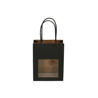4A Cadeautassen met venster | Kleur: Zwart | Lengte 6 centimeter | Breedte 11 centimeter | Hoogte 14 centimeter | Per 25 tassen