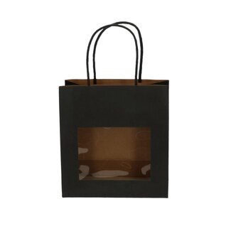 4A Cadeautassen met venster | Kleur: Zwart | Lengte 8 centimeter | Breedte 18 centimeter | Hoogte 19 centimeter | Per 12 tassen