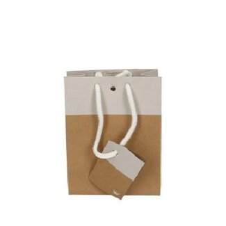 4A Tweekleurige Cadeautassen | Kleur: Natuurlijk Wit | Lengte 6 centimeter | Breedte 11 centimeter | Hoogte 14 centimeter | Per 20 tassen