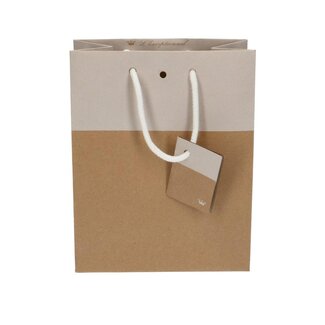 4A Tweekleurige Cadeautassen | Kleur: Natuurlijk Wit | Lengte 10 centimeter | Breedte 18 centimeter | Hoogte 22 centimeter | Per 10 tassen