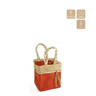 4A Eco Cadeautasjes "Mooréa” | Kleur: Rood | Lengte 11 centimeter | Breedte 11 centimeter | Hoogte 12.5 centimeter | Per 10 tassen