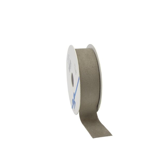 Ruban velours | Couleur: Gris | Largeur 25 millimeter | Longueur 10 meter | Par rouleau