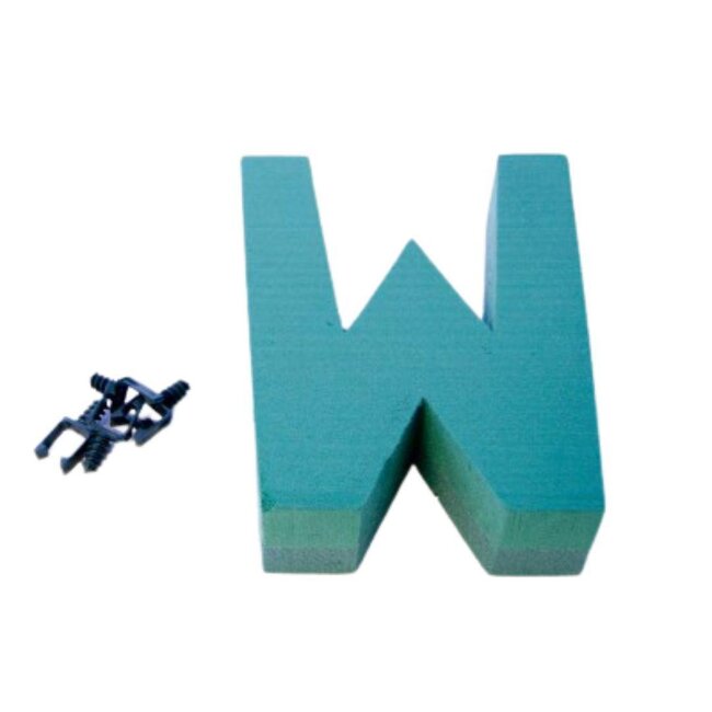 Oasis floral foam Letter “W” | Colour: Green | Height 31 centimetre | Per letter